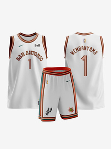 Maillot De Basketball Enfant San Antonio Spurs Domicile Wembanyama 23/24  NOIR NBA