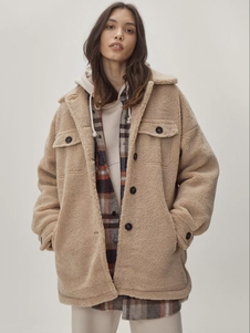 Faux Shearling Shacket Spring Outerwear For Women 2023