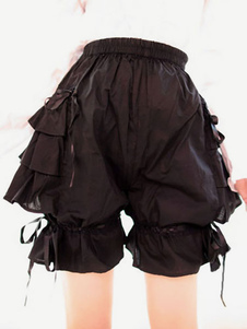Lolita Shorts Arcs noir volants en coton pour femmes Déguisements Halloween