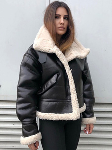 PU Leather Moto Jacket For Women Oversized Winter Outerwear 2023
