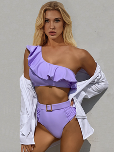 Ruffles One Shoulder Two Piece Swimsuits