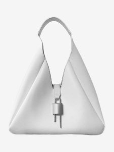 Bags White Ring Handle Unspecified Shape Metal Details Tote Bags