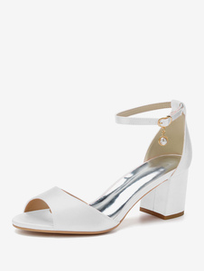 Chaussures de Mariage à Talons Hauts avec Bout Ouvert Unicolore