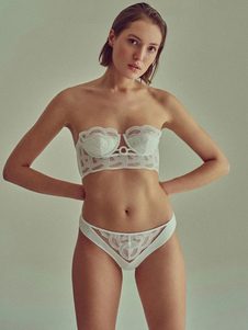 Bra & Panty Sets White Lace 2-Piece Adult's Sexy Lingerie