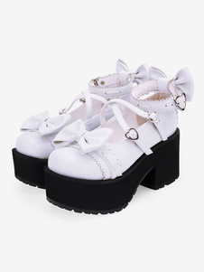 Sweet Lolita Shoes Bows Lolita Pumps aus PU-Leder mit dickem Absatz