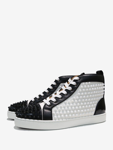 Fashion Spikes Rivet Mens High Tops Flat Sneakers Printing Shoes