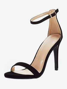 Damen-Knöchelriemen-Heels Wildleder-Abschlussball-Sandalen Heimkehr-Sandalen mit Absatz