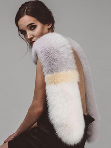 Faux Fur Scarf For Women Color Block Imitation Fox Fur Accessories