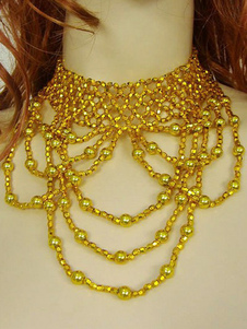 Faschingskostüm Kunststoff Womens Bauchtanz Halskette in Golden