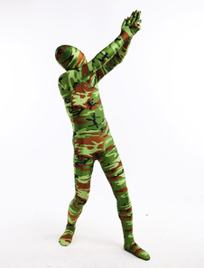 Camuflagem Lycra Spandex completo corpo Zentai terno da forma Halloween