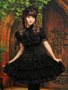 Hübsche Schwarze Lolita Rock & Bluse