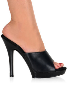 Black Peep Toe Mules 