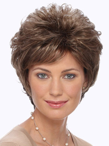 Chestnut Brown Heat-resistant Fiber Curly Attractive Women's Short Wig 