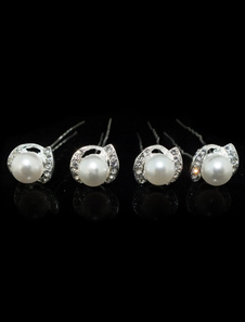 Accessoires de bijoux de cheveux de mariage perles de strass blanc