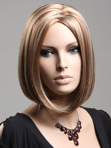 Fabulous Gold Straight Lounge Synthetic Women Medium Wig