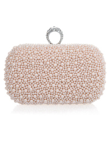 Boda rosa luz bolso perlas brillo aleación bolso