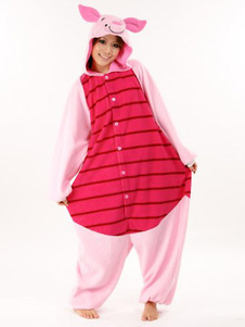 Kigurumi Pajamas Piglet Onesie For Adult Fleece Flannel Cartoon Cosplay Costume Halloween