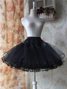 Lolitashow Black White A-line Organza Lolita Petticoat