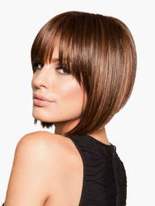 Mahogany Oblique Bobs Women's Short Wigs In Heat-Resistant Fibers