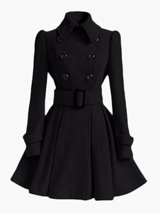 Trench Coat For Women Warp Jacket Peacoat Fleece Coat Long Sleeve petticoat coat