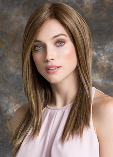 Flaxen Layered Long Straight Full Wigs