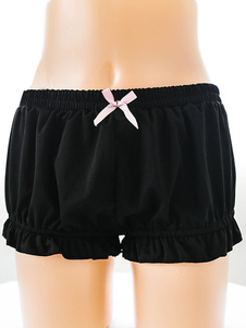 Lolitashow Black Lolita Bloomers Harajuku Kawaii Elastic Ruffle Bow Sweet Lolita Pants