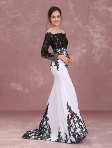 Кружевные вечерние платья с длинным рукавом Матери невесты Платье для аппликации Русалка Платье с иллюминацией Формальное платье