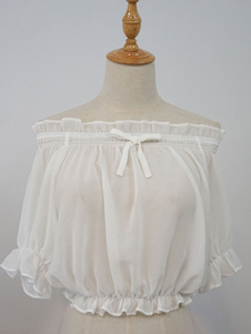 Sweet Lolita Blouse Lemon Planet Ruffle Bow Chiffon Lolita Top