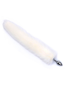 Disfraz Carnaval White Fox Tail Butt Plug Sexual SM Faux Fur Juguetes sexuales para mujeres Carnaval Halloween