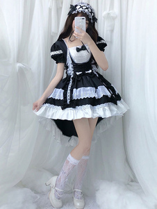 lolita OP dress Maid Two-Tone Black Rüschen Lolita One-Piece Kleider