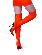 red patent heeled boots