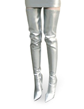 High Heel silver Patent Thigh High Sexy Non-Platform Boots - Milanoo.com
