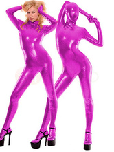 Halloween Purple Shiny Metallic Catsuit Costume Bodysuit