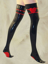 Disfraz Carnaval Medias de látex negro con el patrón del Corazón Rojo Halloween