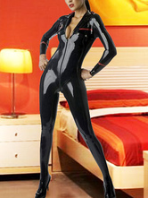 Sexy Black Latex Catsuit Halloween Cat Woman Bodysuit Zipper Costume Halloween