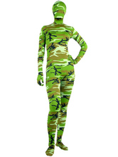 Halloween Green Camouflage Catsuit Zentai Lycra Spandex Unisex Bodysuit Halloween