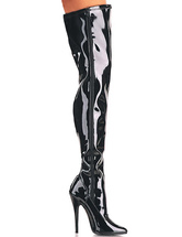 Sexy Overknees mit Reißverschluss und High-Heels in Schwarz