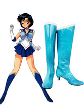 Halloween Sailor Moon Sailor Mercury Halloween Cosplay Shoes Mizuno Ami Cuero Imitado