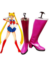 Halloween Botas de tacón grueso de Usagi Tsukino para cosplay de Sailor Moon 
