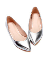Silver Pointed Toe Flat Fashion Shoes - Milanoo.com