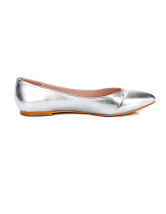 pointed silver flat shoes