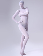 White Perspective Zentai Suit Lace Unisex Bodysuit For Halloween