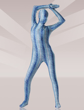 Morph Suit Water Blue Python Print Lycra Spandex Fabric Zentai Suit Unisex Full Body Suit