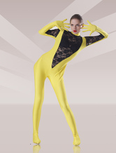 Morph Suit Tulle Flower Lace Design Lycra Spandex Fabric Catsuit Women's Bodysuit