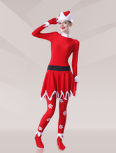 Morph Suit Red Elf Costume Shiny Metallic fabric Catsuit Women's Body Suit