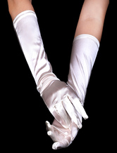 White Elbow Length Satin Bridal Wedding Gloves