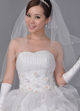 White 90*150Cm Beading Net Yarn Bridal Wedding Veil