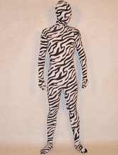 Listra de zebra Lycra Spandex Unisex Zentai terno Halloween