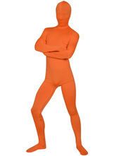 Disfraz Carnaval Zentai unisex de color naranja de elastano de marca LYCRA Halloween