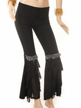 Disfraz Carnaval Pantalones de danza de vientre de algodón negro Halloween